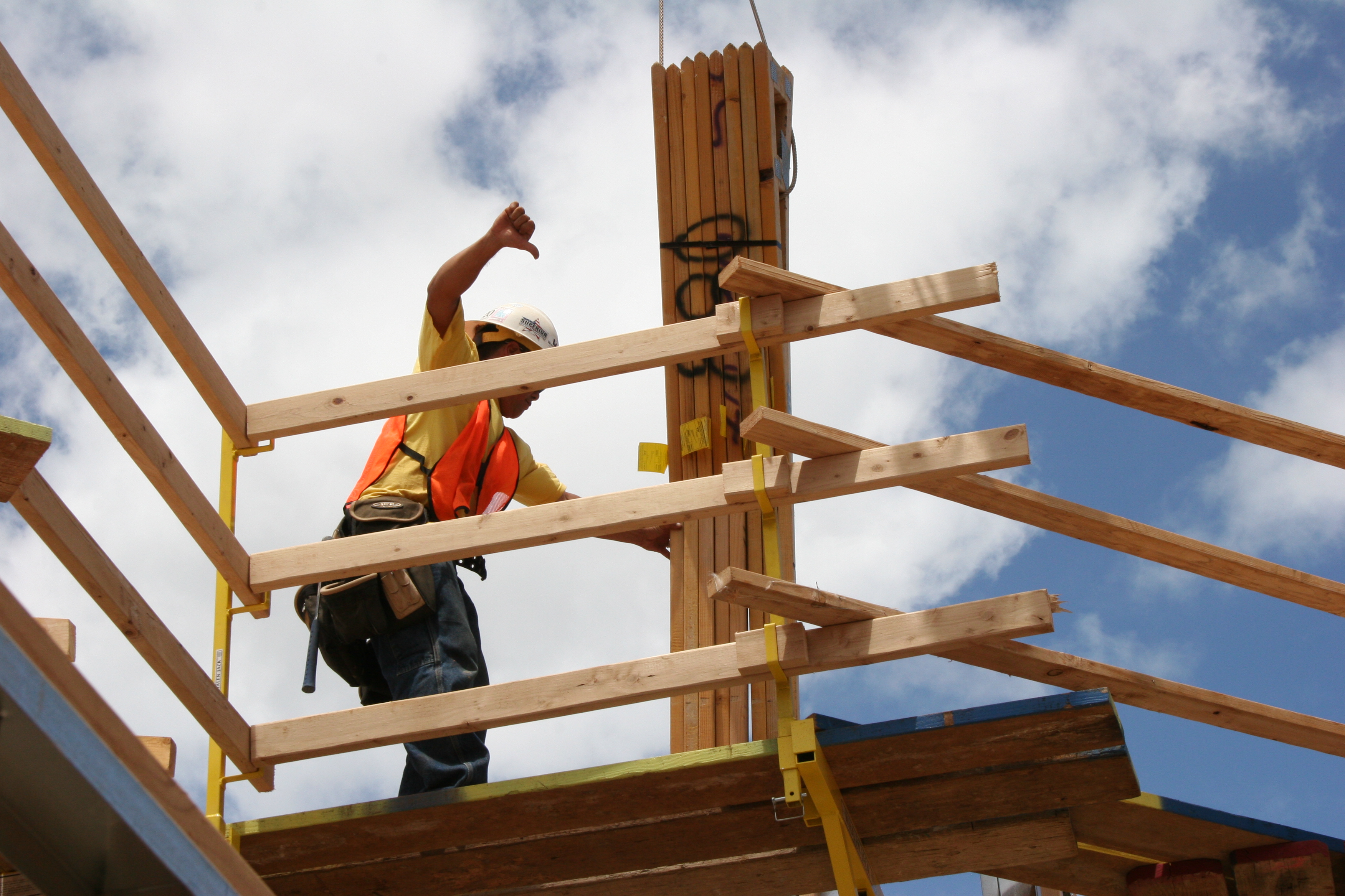 Workers can easily maneuver trusses from a safe distance.